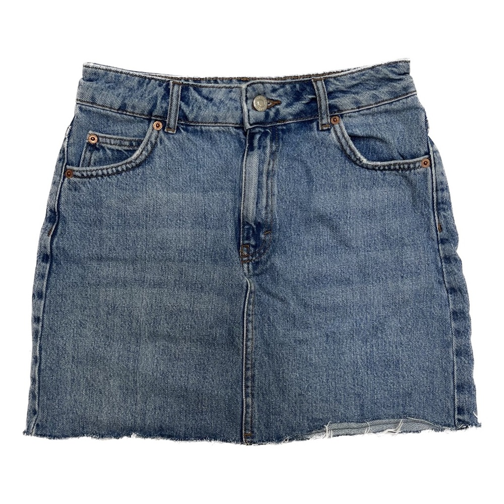 Topshop High-Rise Blue Denim/Jean Mini Skirt